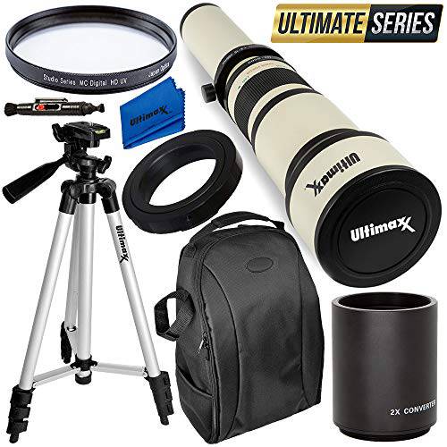 Ultimaxx 650-1300mm 망원 줌 렌즈 키트 캐논 EOS Rebel T3, T3i, T4i, T5, T5i, T6, T7 T6i, T6s, T7i, SL1, SL2, EOS 60D, 70D, 77D, 80D, 5D III, 5D IV, 6D, 7D, 7D II DSLR 카메라& More