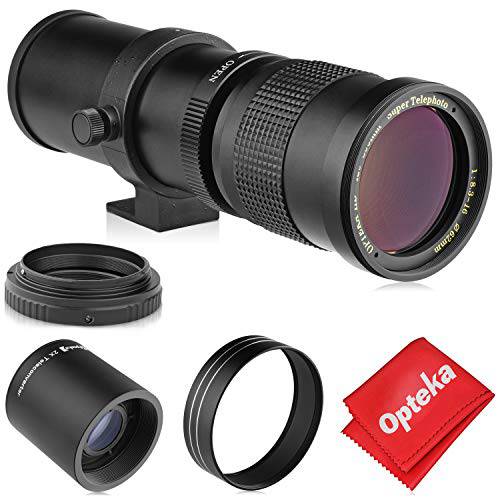 Opteka 420-800mm (w/ 2X- 840-1600mm) f/ 8.3 HD 망원 Zoom 렌즈 for Nikon DX FX F 마운트 디지털 SLR 카메라