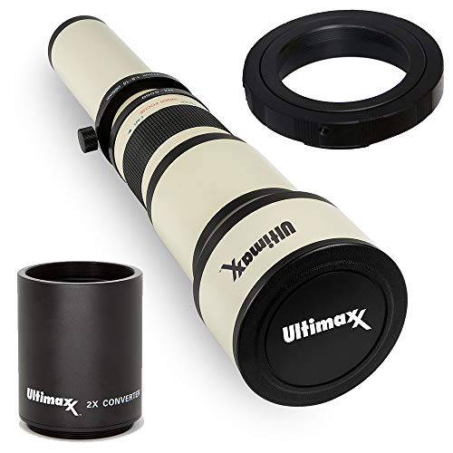 Ultimaxx 650-1300mm 망원 줌 렌즈 캐논 EOS 7D, 6D, 6D Mark II, 5D, 5Ds, 1Ds, 80D, 77D, 70D, 90D, T7s, T7i, T6s, T6i, T6, T5i, T5, T4i, T3i and SL1 디지털 SLR 카메라