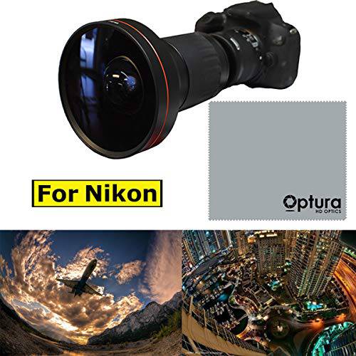 4MM 230° X21 Dedicated HD 울트라 와이드 어안 Macro 렌즈 for Nikon DSLR D3400 D5600+ OPTURA HD 극세사 Cloth