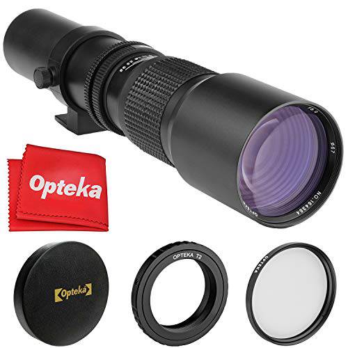 Opteka 500mm f/ 8 수동 망원 렌즈 for 캐논 EOS 80D, 77D, 70D, 60D, 7D, 6D, 5D, 5Ds, Rebel T7i, T7s, T6i, T6s, T5i, T5, T4i, T3i, T3, T2i, T1i, SL2 and SL1 디지털 SLR 카메라