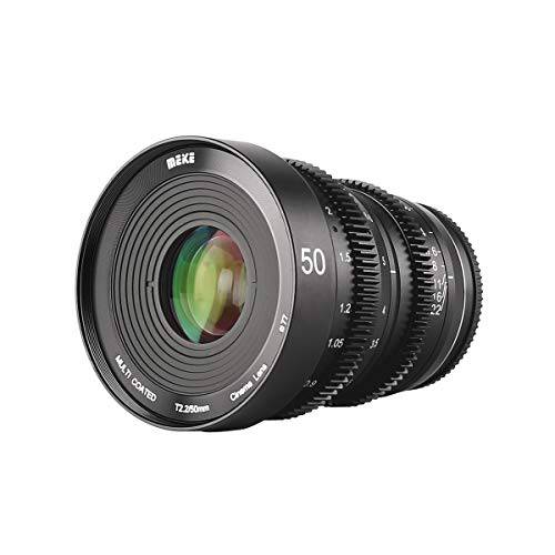 MEKE 50mm T2.2 라지 조리개 수동 포커스 4K Cine 렌즈 for 미니 Four Thirds 마운트 호환가능한 with 올림푸스 파나소닉 루믹스 카메라 and BMPCC 4K Zcam E2