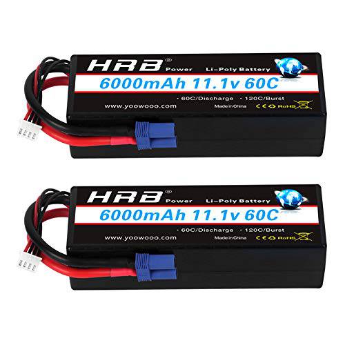 HRB 2packs 3S 리포 배터리 11.1v 6000mAh 60C 하드 케이스 RC 배터리 with EC5 커넥터 Plug for RC 1/ 8 1/ 10 저울 차량 Car, Trucks, 보트