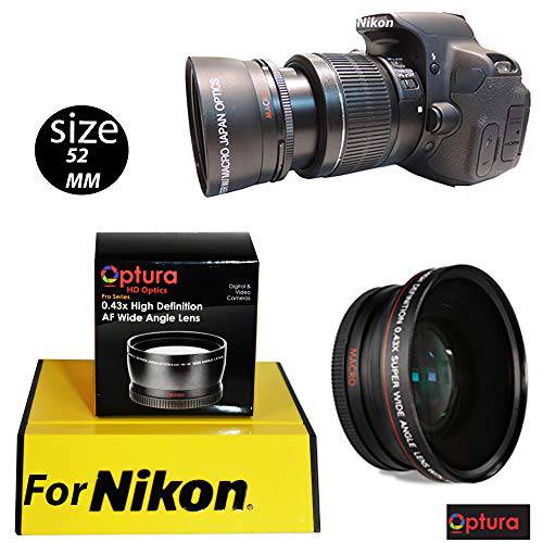 OPTURA HD Photo 와이드 각도+  매크로 렌즈 for for Nikon D3200 D3000 D5300 D5000 D5200 D3300 D90 D80 D40 D40X D70+ OPTURA HD 미니 파이버 Cloth