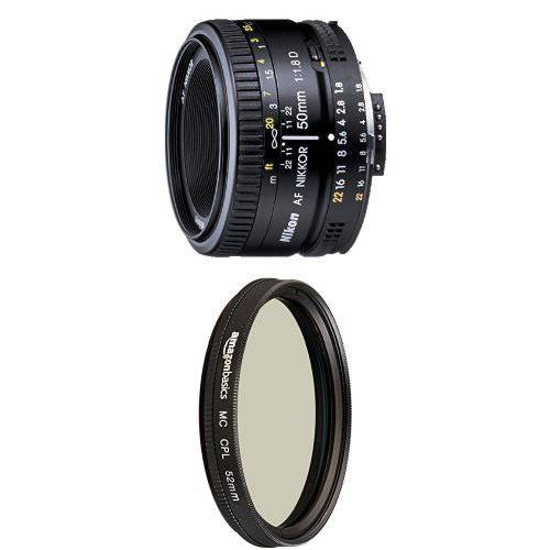 Nikon AF FX NIKKOR 50mm F/ 1.8D 렌즈 with 오토 Focus for Nikon DSLR 캠 with 원형 편광 렌즈 - 52 mm