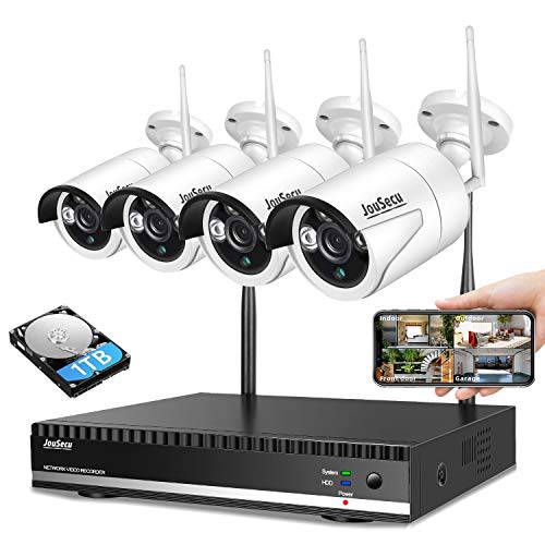홈 보안카메라, CCTV 시스템 JouSecu  무선 감시 NVR 키트 8CH NVR 4Pcs 1080P 1-Way 오디오 나이트 비전 리모컨 뷰 모션 감지,센서 방수 1TB 하드디스크