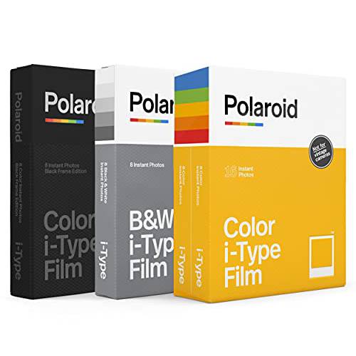 Polaroid I-Type 필름 버라이어티팩 - I-Type 컬러 필름, B& W 필름, 블랙 프레임 필름 (32 포토) (6182)