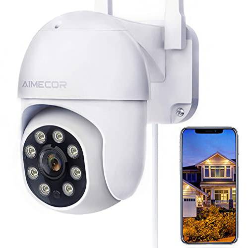 아웃도어 보안카메라, CCTV, AIMECOR FHD 1080P 팬/ 틸트 2.4G 와이파이 홈 감시 카메라 나이트 비전 2-Way 오디오 클라우드 모션 감지,센서 활동 경보 IP66 방수 클라우드 알렉사 - iOS, 안드로이드