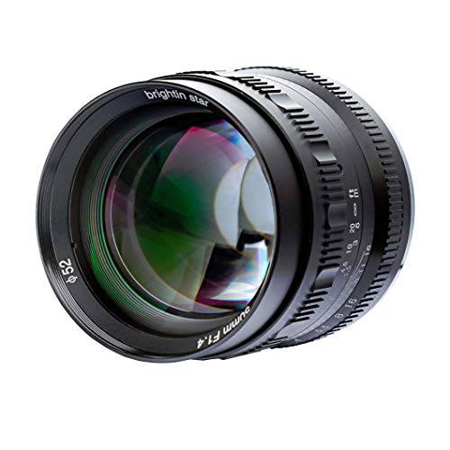 Brightin 스타 50mm F1.4 APS-C 라지 조리개 수동 포커스 미러리스 카메라 렌즈 소니 FS7 FS7M2 FS5 FS5M2K A3000 A6500 A6300 A6400 A6000 A5100 A50OO NEX-3 NEX-3N NEX-3R NEX-C3 .ect (소니, 블랙)