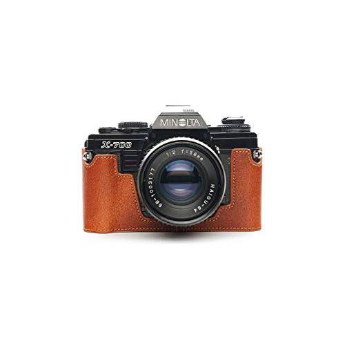 핸드메이드 정품 리얼 가죽 하프 카메라 케이스 백 커버 미놀타 X-700 X700 Rufous 컬러