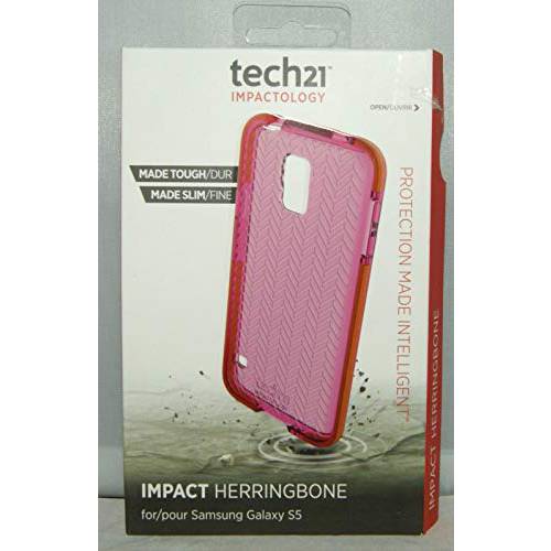 Tech21 충격 Herringbone 케이스 for 삼성 갤럭시 S5 - 핑크