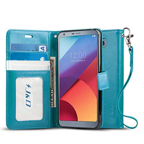 J&D 케이스 호환가능한 for LG G6/  LG G6 플러스 케이스, [지갑 Stand] [Slim Fit] 내구성, 튼튼 Protective 쇼크 방지 플립 커버 지갑 케이스 for LG G6 Plus,  LG G6 지갑 케이스 - Aqua