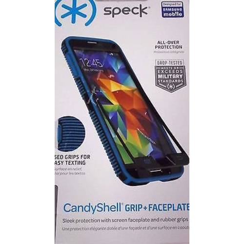 Speck - 캔디쉘 그립+ Faceplate 케이스 for 삼성 갤럭시 S5 휴대폰 - Black/ 블루
