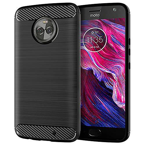 EGALO Moto X4 슬림 케이스, 모토로라 X4 폰 케이스 Thin 소프트 스킨 플렉시블 TPU 러버 커버 충격방지 Anti-Scratches 경량 Protective 케이스 for Moto X4, Brushed 블랙