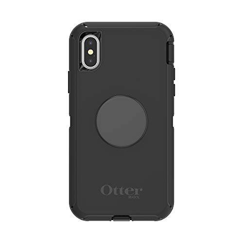 Otter+  팝 for 아이폰 X and XS: OtterBox 디펜더 Series 케이스 with PopSockets Swappable 팝Top - 블랙 and 알루미늄 블랙