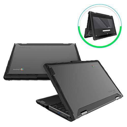 GumCases DropTech 방지 for 레노버 Chromebook 500e - 블랙, 러그드, 쇼크 Absorbing, Custom Molded 노트북 커버