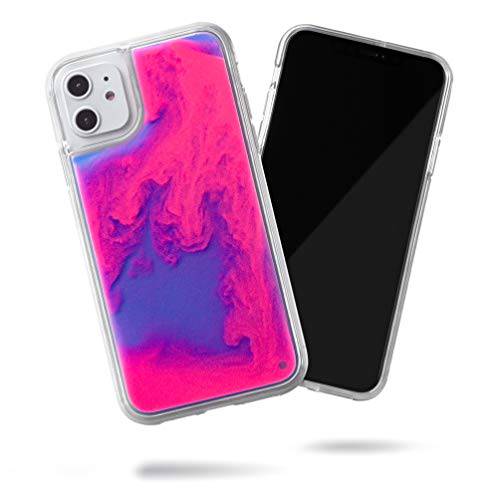 Steeplab Flowing Neon 샌드 리퀴드 아이폰 11 케이스 (2019, 6.1) - 풀 바디 프로텍트 with Raised 베젤 - 블루베리 and 핑크 글로우