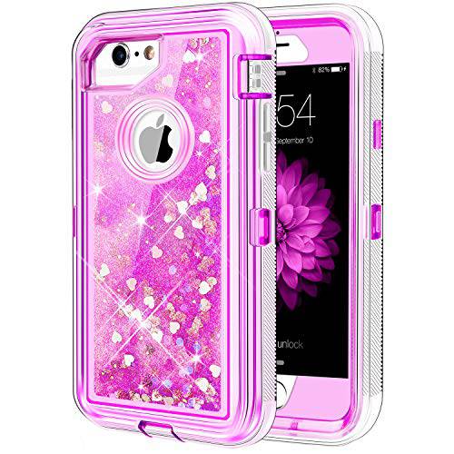 아이폰 6 6S 7 8 케이스 Caka 아이폰 7 글리터,빤짝이 케이스 보호 Bling Flowing 물에뜨는 Luxury Glitter Sparkle 내구성, 튼튼 리퀴드 케이스 아이폰 6 6S 7 8 4.7 인치 Love Pink for