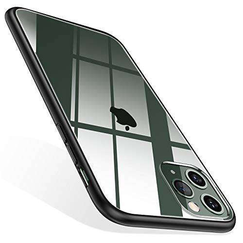 TORRAS Diamonds 클리어 아이폰 11 프로 맥스 케이스 [황변방지][완벽 보호] 슬림 핏 충격방지 하드 비닐 후면 & 부드러운 실리콘 범퍼 폰 케이스 Designed 아이폰 11 프로 맥스 매트 블랙 for