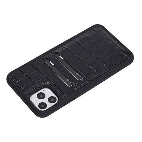 Venito Cosa 가죽 지갑 케이스 호환가능한 아이폰 11 프로 맥스 (6.5inch)  엑스트라 안전한 RFID 차단&  패디드 후면 커버 - 블랙 악어