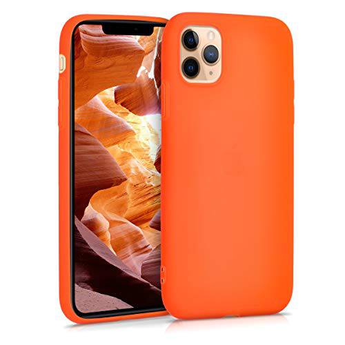 kwmobile TPU 실리콘 케이스 호환가능한 포함 애플 아이폰 11 프로 맥스 - 소프트 유연한 Protective 폰 커버 - Neon 오렌지