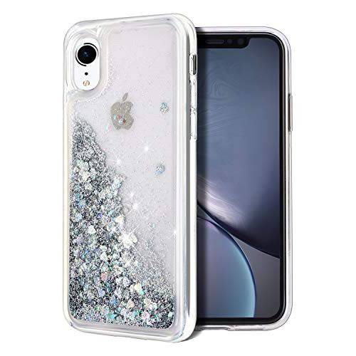 WORLDMOM for 아이폰 XR 케이스, 이중 레이어 Design Bling Flowing 리퀴드 플로팅 Sparkle Colorful 글리터, 빤짝이 Waterfall TPU Protective 폰 케이스 for 애플 아이폰 XR [6.1 Inch 2018], 옐로우