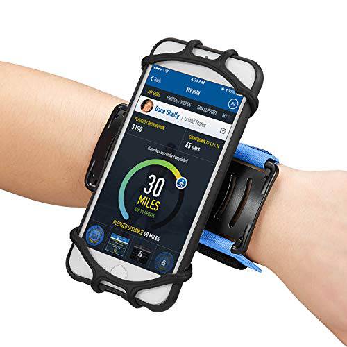 Newppon 180° 회전 운동 핸드폰 리스트밴드 :for 아이폰 11 프로 맥스 Xs Xr X 6s 7 8 플러스 삼성 갤럭시 S10 S9+ S8 S7 구글 Pixel LG Athletic 암밴드 for 런닝 사이클링 산책 Hiking Exercising