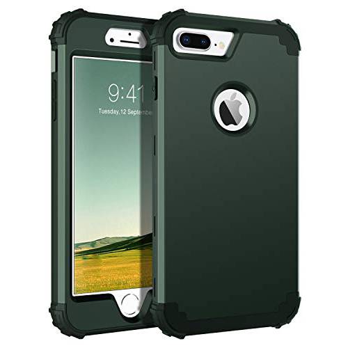 BENTOBEN 케이스 아이폰 8 플러스 아이폰 7 플러스 케이스 3in1 하이브리드 하드 비닐 소프트 러버 내구성, 튼튼 견고한 범퍼 충격방지 풀바디 보호 폰 커버 아이폰 8 플러스 7 플러스 Turquoise Green for for