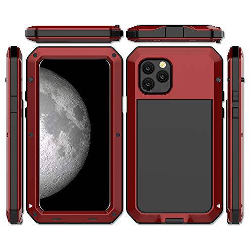 CarterLily 아이폰 11 케이스, 풀 바디 충격방지 방진 방수 알루미늄 Alloy 메탈 고릴라 글래스 커버 케이스 for 애플 아이폰 11 6.1 inch (Red)