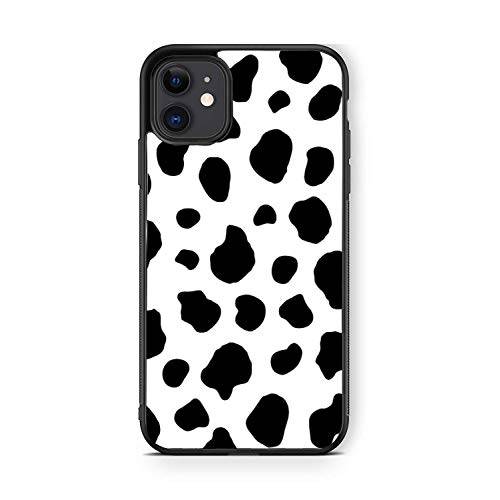 XUNQIAN 아이폰 11 프로 케이스, 블랙 화이트 CowDalmatian Spots Artistic Thin 소프트 블랙 TPU+ 강화 미러 재질 프로tective 케이스 for 애플 아이폰 11 프로 (5.8 inch) 케이스 (D-Black 화이트 Cow)