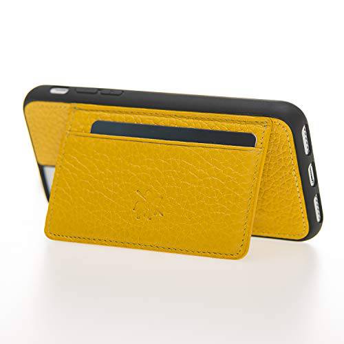 Venito Pisa 가죽 지갑 케이스 호환가능한 w/ New 아이폰 SE 2020/  아이폰 8/ 7  스탠드 케이스 (Yellow)