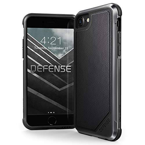 X-Doria 아이폰 SE/ 8/ 7/ 6 케이스, 디펜스 Lux - 밀리터리 그레이드 Tested 케이스 for 애플 i아이폰 SE/ 8/ 7/ 6 (Black Leather)
