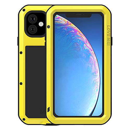 아이폰 11 케이스 - 밀리터리 그레이드 Tested, 양극처리 알루미늄 TPU 러그드 방진 충격방지 내구성, 튼튼 360 풀 바디 Built-in 화면보호필름, 액정보호필름 Protective 케이스 커버 for 애플 아이폰 11 (Yellow)