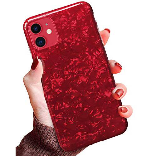 J.west 케이스 for 아이폰 11 2019, 럭셔리 Sparkle Bling 크리스탈 클리어 소프트 TPU 실리콘 후면 커버 for Girls 여성용 for 애플 아이폰 11 6.1 inch Red