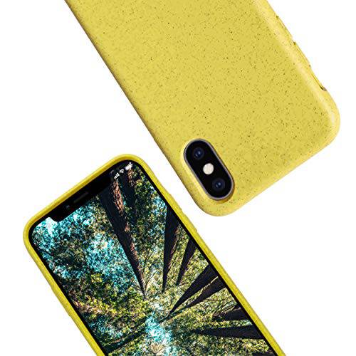 eplanita Eco 아이폰 X/ XS Mobile 폰 케이스, Biodegradable and  Plant 섬유 and 소프트 TPU, 프로텍트 Cover, Eco Friendly Zero Waste (Yellow, 아이폰 Xs/ X)