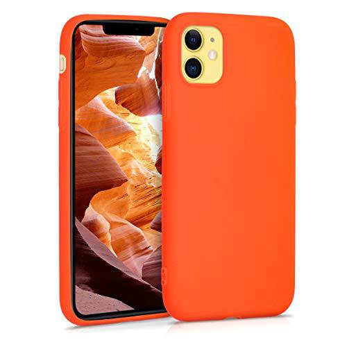 kwmobile TPU 실리콘 케이스 호환가능한 포함 애플 아이폰 11 - 소프트 유연한 Protective 폰 커버 - Neon 오렌지