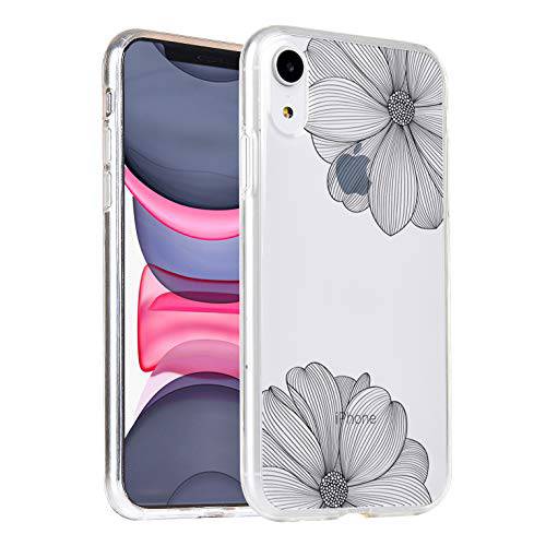 KEXAAR  아이폰 XR 케이스, 클리어 Flower Design 소프트&  플렉시블 TPU Ultra-Thin 충격방지 투명 Cute 플로럴 Girls 범퍼 Protective 커버 케이스 for 아이폰 XR (FineBloom XR)