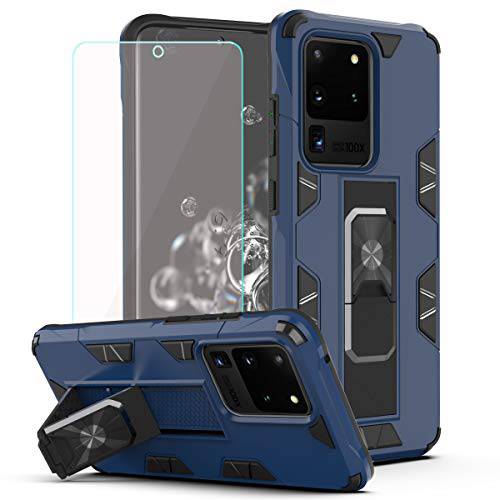 갤럭시 S20 울트라 폰 케이스 HD 스크린 보호, KaiMai [ 밀리터리 등급] 보이지않는 마그네틱,자석 지원 메탈 링 아머 충격방지 커버 삼성 갤럭시 S20 Ultra(6.9 inch)-YXZJ 블루