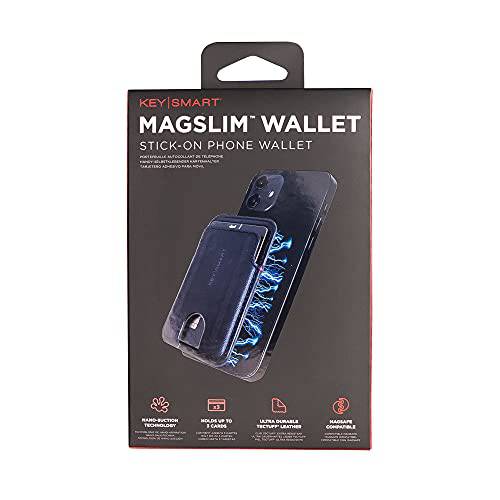 KeySmart 맥슬림 지갑 - Stick-on 폰 지갑, 아이폰 12/ 12 프로 호환가능한 (블랙)