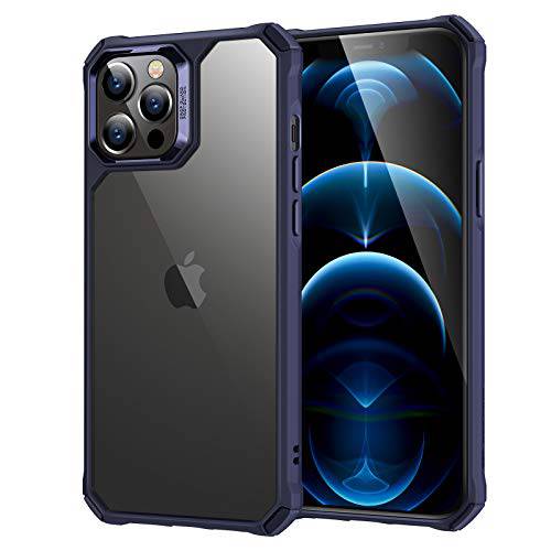 ESR 에어 아머 케이스 호환가능한 아이폰 12 케이스/ 호환가능한 아이폰 12 프로 케이스 (2020) [밀리터리 등급 프로텍트] [Shock-Absorbing 모서리] 하드 PC+  플렉시블 TPU 프레임, 6.1 - 투명 블루