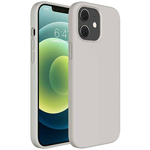 Miracase 호환가능한 아이폰 12 케이스, Designed 아이폰 12 프로 케이스 6.1 inch(2020), 리퀴드 실리콘 젤 러버 풀 바디 프로텍트 충격방지 드롭 프로텍트 Case(Stone)
