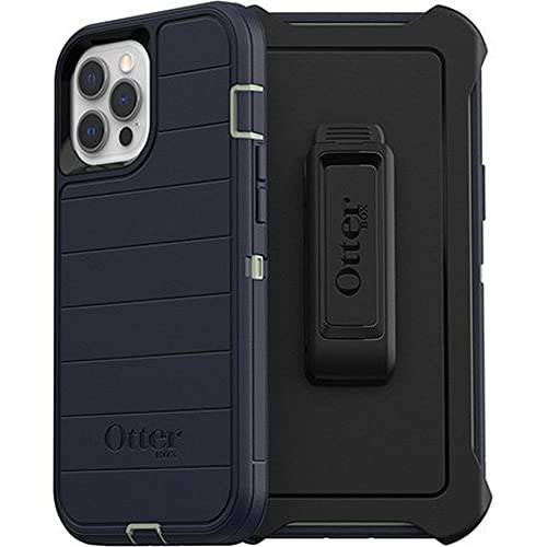 OtterBox 디펜더 시리즈 스크린리스 에디션 아이폰 12 프로 맥스 케이스, 홀스터 클립 포함, 미생물 디펜스 프로텍트 - 리테일 포장, 패키징 - Varsity 블루스 (Desert 세이지/ 드레스 블루스)