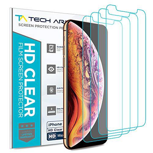 Tech Armor HD 클리어 비닐 필름 화면보호필름, 액정보호필름 (Not 글래스) for New 2019 애플 아이폰 11 프로 맥스/ 아이폰 Xs 맥스 - Case-Friendly, 스크레치 방지 [4-Pack]