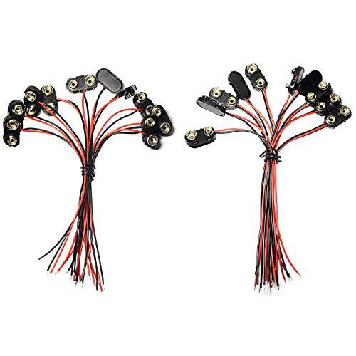 LampVPath 10 Pcs I 타입 9 볼트 배터리 Clip And 10 Pcs T 타입 9 볼트 배터리 커넥터 With Wires Leads