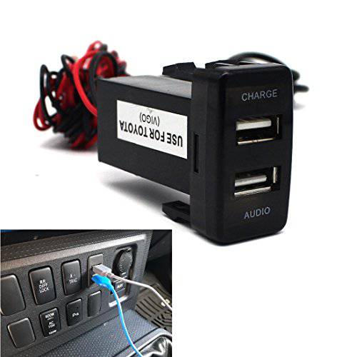 USB 소켓 Port with 오디오 소켓 for Toyota Vigo Series - MOTONG  차량용 USB 어댑터 for 아이폰 X/ 8/ 7/ 6/ 5, 아이패드, 삼성, LG, 화웨이 and More (USB Port+ 오디오)