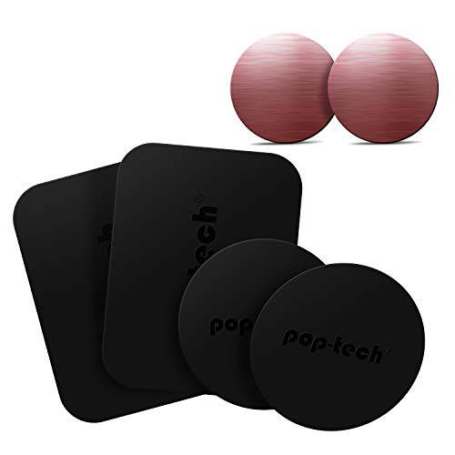 메탈 Plate, Pop-Tech 6 Pack 범용 마운트 메탈 Plate with 접착제 for 마그네틱,자석 차량용 마운트 휴대폰, 스마트폰 홀더, 2 직사각형 and 4 원형
