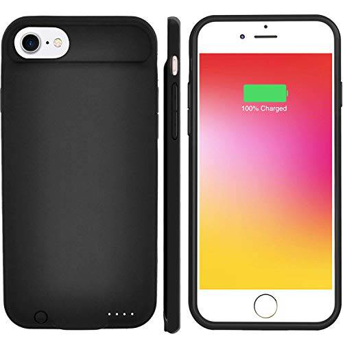 e-Vireles iPhone 7/ iPhone 8 Battery Case Ultra Slim Silicon 3000mAh External Battery Charger Case [4.7 inch] for iPhone 7/8 Portable Power Case Rechargeable Phone Cover Case(Black)