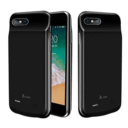 (업그레이드 된) iPhone 8 Plus / 7 Plus / 6 Plus / 6S Plus 배터리 케이스, 4000mAh (5.5 인치) 휴대용 충전 케이스 초박형 충전식 확장 배터리 팩 - 번개 헤드폰 (검정색) 지원
