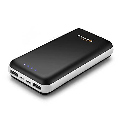 Topmate Power Bank Portable Charger 20000mAh External Battery with One Input 2.5A＆Output 3A Type-C and Dual-Ports USB Output Backup Battery Packs for Android iOS Devices etc.|Black …