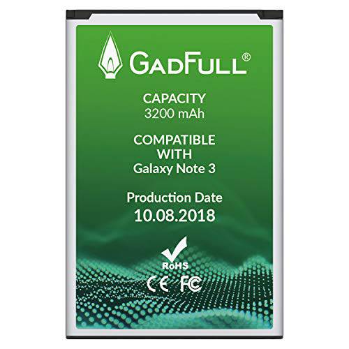 GadFull 배터리 삼성 갤럭시 노트 3 호환 | 2018 년 생산일 | 원본 EB-B800BE에 해당 | 갤럭시 노트 3 GT-N9000과 호환 | GT-N9005 | GT-N 9006 | GT-N9009